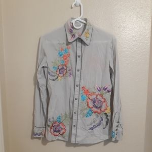 Taska Polizzi Western Shirt  Multicolor Floral Embroidery Snaps Size Small